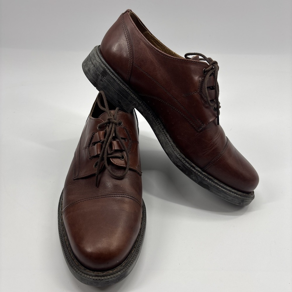 Men's Bacco Bucci Lace Up Oxfords Shoes Brown Leather - Size 8 - Italy - Picture 4 of 10